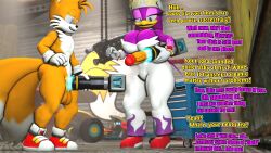 3d 3d_(artwork) absurd_res anthro avian big_breasts bird breasts canid canine clothed clothing dialogue duo female fox fur genitals hi_res hirundinid male male/female mammal oscine passerine penis portal sarah_dellen sarahdellen sega sfm smile sonic_(series) sonic_riders sonic_the_hedgehog_(series) source_filmmaker swallow_(bird) tails tails_the_fox text wave_the_swallow