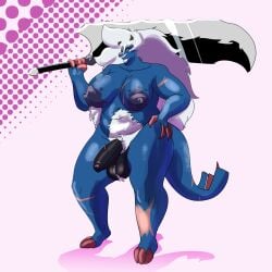 big_breasts big_penis breasts chubby cleavage furry futa_only futanari huge_breasts huge_cock kuroinsolitude nipples penis pokémon_(species) pokemon pokemon_(species) samurott thick_thighs wide_hips