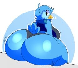 avian big_ass big_butt bird blue_feathers cel_shading darasuke digital_drawing_(artwork) digital_media_(artwork) drawafuan fat_ass looking_at_viewer looking_back_at_viewer martlet_(undertale_yellow) nsfwfuan shaded sitting tagme undertale undertale_(series) undertale_yellow underwear