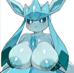 ai_assisted first_person_view furry glaceon glacia_(evolution) huge_breasts photoshop pokemon regice titjob