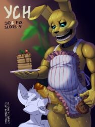 absurd_res animatronic anthro boner clothed clothing erection fazbear's_fright fazbear_frights five_nights_at_freddy's five_nights_at_freddy's_3 food food_fetish food_play gay genitals hi_res into_the_pit lagomorph leporid licking machine male male/male male_only mammal oral orfiarts partially_clothed penile penis penis_lick pit_spring_bonnie_(fnafitp) rabbit robot scottgames sex spring_bonnie spring_bonnie_(fnaf) tongue ych_(character)