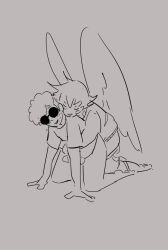 2boys alien alien_humanoid bottomless canon_couple dave_strider gay glasses headgear headwear homestuck homestuck_troll horn horns humanoid karkat_vantas male male_focus male_only monochrome penetration reddenedrain sex shades shirt_only short_hair short_hair_male sketch sunglasses sweater troll wings yaoi