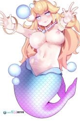 big_breasts bubbles heart_eyes hotvr mario_(series) mermaid mermaid_peach princess_peach princess_peach:_showtime!