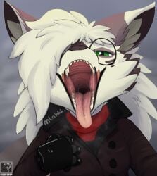 breath deep drool female furaffinity furry furry_female glasses jacket looking_at_viewer maw mawshot milo novabeast oral_vore slimyjaws staring_at_viewer teeth tongue tongue_piercing vore