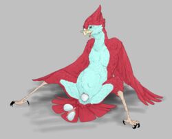 absurd_res anthro avian bird egg egg_laying eyewear female glasses hi_res inflation naughtybirdart open_mouth pregnant pussy stomach_bulge