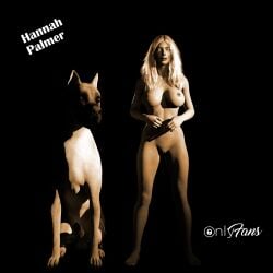 big_breasts black_and_white blonde_hair canine curvy_female curvy_figure fake_advertisement great_dane hannah_palmer jollybizz male/female model monochrome naked_female onlyfans onlyfans_model photosession posing_for_picture posing_for_the_viewer posing_with_dog social_media zoophilia