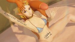 3d beach bikini black_body blonde_hair body_markings bodypaint futa_on_female futadom futanari huge_cock humiliation hylian interracial monikart nintendo nintendo_switch open_legs overweight peace_sign princess princess_zelda red_hair self_upload selfie smiling tatoos tears_of_the_kingdom the_legend_of_zelda urbosa video_game zelda_(tears_of_the_kingdom)