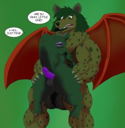 alythewolfcat anal anal_sex anthro balls bat big_balls big_penis carry_position duo genitals green_lighting hi_res huge_balls huge_cock hybrid hyena joseph_vincent kobold leaf-nosed_bat male male/male mammal microbat musclegut muscular muscular_male penetration penis ridiculous_fit scalie spotted_hyena tattoo vampire_bat wings yangochiropteran