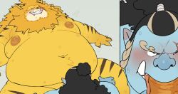 16:9 2026 anthro ass belly big_belly black_hair blue_body blue_skin blush bodily_fluids colored darkened_genitalia darkened_nipples darkened_penis digital_drawing_(artwork) digital_media_(artwork) duo erection felid feline felis fellatio fish-men_(one_piece) flat_colors full_version_at_paywall fur gay gay_male genitals grin hair huge_belly humanoid humanoid_genitalia humanoid_hands jinbe lion looking_pleasured lying_and_blow_position male male/male male_only male_penetrated male_penetrating male_penetrating_male mammal mane mane_hair marine moobs nekomamushi nipples nude obese obese_anthro obese_male one_eye_closed one_piece oral oral_penetration orange_body orange_fur orange_mane orange_nipples orange_penis overweight overweight_anthro overweight_male pantherine penetration penile penile_penetration penis preview quanjiang sex shaded simple_background smile snout teeth thick_thighs tuft tusks whiskers widescreen yellow_body yellow_fur yellow_skin