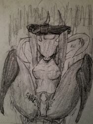 2girls ant ant_girl breasts bug bug_girl dialogue drawing hollow_knight hollow_knight:_silksong hollow_knight_(franchise) hornet_(hollow_knight) karmelita lesbian_sex pussy pussy_juice skarr_(hollow_knight) skarrsinger_karmelita spider spider_girl strap-on strap-on_sex strapon team_cherry yuri