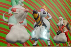 3d anthro auzi balls big_balls big_breasts big_penis bre-3 breasts christmas christmas_outfit cock_vore fish futanari genitals green_hair group gynomorph hair hi_res holidays hyper hyper_balls hyper_breasts hyper_penis intersex lizard machine marine orange_hair penile penis reptile robot rose_(fairyfud) scalie shark tail vore white_hair z-z