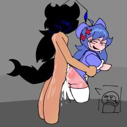 1boy1girl artist_request big_breasts black_eyes blue_hair breasts fnf fnf_mod fnf_mods friday_night_funkin friday_night_funkin_mod girly light-skinned_female light-skinned_male light_skin male/female moana_melville nipples oc original_character pussy sex sexy tagme