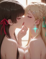 ai_generated animated big_breasts breasts breasts_pressed_against_another breasts_pressed_against_partner chisa_(wuthering_waves) french_kiss kissing lynae_(wuthering_waves) no_sound nude nude_female tagme tongue video wuthering_waves yuri
