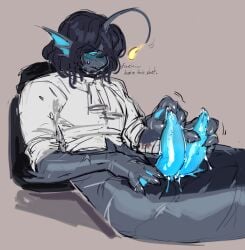 1boy 1male 1monster 2025 2_penises 2d 2d_(artwork) 2d_artwork 3_arms anglerfish anglerfish_humanoid anglerfish_merfolk bandaged_arm black_hair blue_blush blue_eyes blue_genitals blue_penis blush blushing_male cock cock_out color colored dialogue digital digital_art digital_drawing digital_drawing_(artwork) digital_media digital_media_(artwork) diphallia diphallism ear_fins eligold27 english english_dialogue english_text fin_ears fish fish_humanoid gold_ring gray_body grey_body grey_skin hand_on_cock hand_on_penis hemipenes humanoid humanoid_male jabot male male_focus male_humanoid male_monster male_only merfolk merman monster monster_boy monster_male multi_arm multi_genitalia multi_limb multi_penis penis penis_out precum pressure_(roblox) ring ring_(jewelry) roblox roblox_game sebastian_solace short_hair solo solo_focus solo_male text touching_cock touching_penis twitter_link webbed_fingers webbed_hands