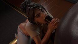 1boy 1boy1girl 1girls 2025 3d 3d_(artwork) 3d_model ass asscheeks black-haired_female black_body black_hair brown-eyed_female brown_eyes casual casual_clothes celebrity dark-skinned_male dark_skin epic_games fellatio female female_focus fortnite fortnite:_battle_royale hand_on_penis hands_around_penis interracial kim_kardashian kim_kardashian_(fortnite) looking_at_partner mature_female older_female real_person tan-skinned_female tan_body tan_skin thick_penis toned toned_body toned_female unseen_male_face video_game video_game_character video_game_franchise video_games