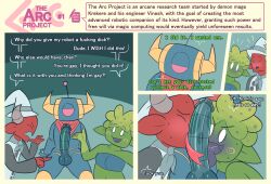1_eye 2024 2_horns arc_(gemsum) blue_body clothing collaborative_oral comic demon dialogue elemental_creature fellatio female flora_fauna gemsum genitals green_body group hat headgear headwear hi_res horn humanoid krekere_(gemsum) licking machine male male/female male/male mostly_nude oral penile penis penis_lick pink_eyes plant profanity red_body robot scarf scarf_only segmented_penis sex speech_bubble surprised text tongue trio vinesh_(gemsum) white_eyes