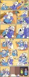 1boy 1futa 1girls 1other 3thethird anthro artist_request comic deltarune female furry futa_on_male futanari kris_(deltarune) male sans source_request susie_(deltarune) toriel