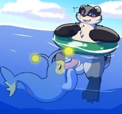 absurd_res animal_genitalia animal_penis anthro anthro_on_feral aquatic badger balls baz_badger bestiality bioluminescence black_body black_fur blue_body blue_eyes blush blush_lines claws cloud day duo european_badger eyes_closed fellatio female female_penetrated feral feral_penetrated fin fish fishjob floating_on_water flotation_device fur generation_2_pokemon genitals glowing grey_body grey_fur hi_res in_swim_ring inflatable inner_tube interspecies lanturn lure_(anatomy) male male/female mammal meles mustelid musteline nintendo nude nulloffset open_mouth open_smile oral outside partially_submerged paws penetration penile penis penis_in_mouth pokemon pokemon_(species) pokephilia sea semi-anthro sex sheath sky smile submerged surprise_oral swim_ring swimming tail tail_fin toe_claws underwater_blowjob underwater_sex vulva water white_body white_fur yellow_body