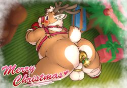 anal anal_masturbation anal_sex anthro antlers ass backsack balls big_butt brown_body brown_fur buttplug buttplug_in_ass buttplug_insertion chastity_cage chastity_device christmas deer fur genitals harness hi_res holidays horn male male_focus male_only mammal masturbation mostly_nude new_world_deer object_in_ass overweight penetration perineum plug_(sex_toy) plug_insertion reddo12340 reindeer rudolph_the_red-nosed_reindeer sex_toy sex_toy_in_ass sex_toy_insertion solo