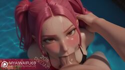 1boy 1girls ahe_gao ahegao_face ahoge ai_generated all_the_way_to_the_base animated animation balls_deep big_cock big_dick big_penis blowjob cute dark_penis dark_skin deepthroat deepthroat_smile eye_contact face_fucking female hair_grab hand_on_head kpop_demon_hunters mira_(kpop_demon_hunters) mouthful myaiwaifu69 naughty_face netflix no_gag_reflex no_sound open_mouth oral penis_size_difference petite pool pov slim snow sucking_penis tagme throat_goat twintails video winter