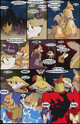 2boys 2girls 3_toes absurd_res all_fours angry animal_genitalia annoyed beach biped black_nose buizel chubby cloud comic countershading dialogue dipstick_tail ears_down english_text eyelashes fennekin feral floatzel fuf fully_sheathed fur hair hi_res larger_male log male multi_tail multicolored_tail night_sky nintendo open_mouth original_character otter page_47 pawpads pink_pawpads pivoted_ears pokémon_(species) pokemon pokemon_(species) pokemon_dppt pokemon_rgby pokemon_xy purple_eyes purple_fur purple_hair quadruped rattata red_eyes red_fur rodent sand sea seaside sharp_teeth sheath size_difference sky smaller_female smaller_male speech_bubble surprise tail tan_countershading teeth testicles text threatening toes tongue video_games water white_fur wide_eyed wood worried yellow_fur