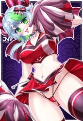 1girls :p armpit armpit_crease armpit_fetish armpits ass ass_peek ass_visible_through_thighs below_view big_breasts blush bow breasts cheerleader cheerleader_outfit cheerleader_uniform choker collar collarbone contrapposto covered_nipples cowboy_shot demon_horns demon_wings dutch_angle erect_nipples fang female female_only from_below froot green_eyes green_hair grey_hair hair_ornament hairbow happy horn_piercing horns impossible_clothes impossible_fit indie_virtual_youtuber jnstudio looking_at_viewer looking_down medium_breasts messy_hair midriff miniskirt multicolored_hair navel navel_piercing oerba_yun_fang open_mouth open_smile panties pantyshot parted_bangs pierced_belly_button piercing playful playful_smile pointy_breasts pointy_ears pom_poms red_horns red_wings revealing_clothes scarz short_hair sidelocks simple_background skimpy_clothes skirt skirt_lifted_by_self sleeveless slim slim_waist smile sneakers solo standing star_hair_ornament streaked_hair swept_bangs tank_top thick_thighs thighhighs thighs thong tongue tongue_out v-line v-neck virtual_youtuber vtuber wide_hips wings