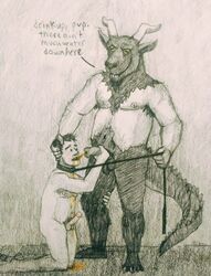 animal_genitalia animal_penis caprine crocodile crocodilian demon drinking drinking_urine goat hell human interspecies leash male mammal peeing penis petplay reptile scalie urine watersports wolfsl yaoi