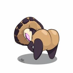 sprodling_(warframe) warframe nokko_(warframe) artist_request animated animated_gif gif 2d 2d_animation simple_background white_background meme ass large_ass bouncing_ass looking_back