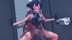 1boy 1girls 3d 3d_animation animated anus armpits arms_up ass bathroom bathroom_sex big_ass big_thighs black_dress black_gloves black_hair blue_archive blush braid braided_bun breasts butterfly_hair_ornament china_dress chinese_clothes closed_mouth commentary_request cover cover_page covered_navel covered_nipples cum cum_in_pussy cum_inside dark-skinned_male double_bun doujin_cover dragon_print dress female gloves grey_eyes grey_halo hair_bun hair_ornament halo highres jacket kaotaro12 kisaki_(blue_archive) lips long_hair long_video longer_than_one_minute looking_at_viewer male open_mouth pelvic_curtain pinstripe_jacket pinstripe_pattern print_dress pussy pussy_juice riding riding_penis sitting sleeveless sleeveless_dress small_breasts sound spread_legs striped_clothes striped_jacket sweat sweatdrop sweating tagme thick_thighs thighs twintails vertical-striped_clothes vertical-striped_jacket video voice_acted