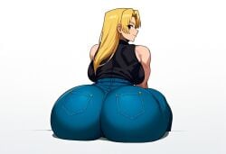 ai_generated butt_focus hi_res huge_ass jeans jujutsu_kaisen sitting tagme yuki_tsukumo