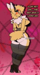 anthro ass blush bondage breasts eeveelution fluffy jolteon pokemon rope_bondage solo