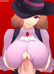 atlus breasts cleavage erection female haru_okumura huge_breasts looking_at_viewer male paizuri paizuri_under_clothes penis perpendicular_paizuri persona persona_5 phantom_thief_suit pov ren_amamiya sega sowilo straight