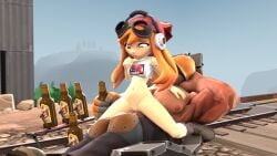 1girl1boy 4k boots buff_male croptop engineer_(team_fortress_2) ginger ginger_hair hand_on_chest human_meggy meggy_spletzer riding_penis smg4 source_filmmaker_(artwork) squid_fm straight_sex vaginal_penetration