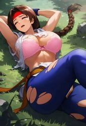 1girls after_fight ai_generated art_of_fighting artist_request background big_breasts blue_pants bra braided_hair brown_hair brown_hair_female closed_eyes clothed clothed_female clothing faint fainted fat_breasts female female_only floor gym_pants huge_breasts huge_tits_teen king_of_fighters kof long_hair long_hair_female lost_fight on_floor open_shirt pink_bra remastered shirt_open snk solo solo_female solo_focus teen_girl teenage_girl teenager thick_legs thick_thighs thighs torn_bra torn_clothes torn_clothing torn_kimono torn_pants torn_shirt upscaled white_shirt young young_female young_girl young_woman yuri_sakazaki