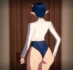 ass ass_focus bikini black_hair female level_1_demon_lord_and_one_room_hero mw9 short_hair solo swimsuit zenia_(level_1_demon_lord_and_one_room_hero)