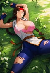 1girls after_fight ai_generated art_of_fighting artist_request background big_breasts blue_pants bra braided_hair brown_hair brown_hair_female closed_eyes clothed clothed_female clothing faint fainted fat_boobs fat_breasts female floor girl_only gym_pants huge_boobs huge_breasts huge_tits_teen king_of_fighters kof legs_open long_hair long_hair_female lost_fight on_floor only_female open_legs open_shirt pink_bra remastered shirt_open snk solo solo_female solo_focus teen_girl teenage_girl teenager the_king_of_fighters thick_legs thick_thighs thighs torn_clothing torn_pants torn_shirt upscaled white_shirt young young_female young_girl young_woman yuri_sakazaki