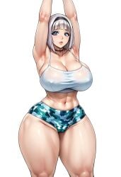 absurd_res ai_generated anna_nishikinomiya ass_dough cameltoe camo_print curvy_hips hip_dips hourglass_figure huge_breasts midriff perfect_body shimoneta_to_iu_gainen_ga_sonzai_shinai_taikutsu_na_sekai tagme tank_top thick_thighs thighs_bigger_than_head underwear white_background