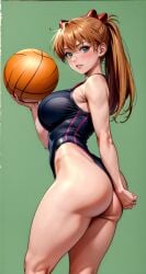 ai_generated akimbo223 asuka_langley_sohryu basketball competition_swimsuit hair_ornament neon_genesis_evangelion one-piece_swimsuit stable_diffusion swimsuit