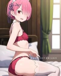 ai_generated ass butt lingerie pink_eyes pink_hair ram_(re:zero) re:zero_kara_hajimeru_isekai_seikatsu