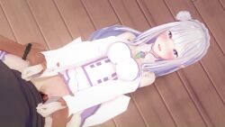 3d animated arm_grab big_breasts censored cheating creampied cum_in_pussy elf elf_ears elf_female elf_girl emilia_(re:zero) female flower_in_hair flower_ornament hair_ornament half-elf light-skinned_female light_skin long_hair male male/female medium_breasts pointy_ears princess purple_eyes re:zero_kara_hajimeru_isekai_seikatsu royalty silver_hair sound tagme thighhigh_boots very_long_hair video white_hair wooden_floor