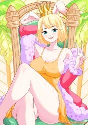 1girls bare_arms bare_legs bare_shoulders bare_thighs big_breasts blonde_hair blue_eyes blush bunny_ears bunny_girl carrot_(one_piece) clothed clothing color crown elpipe3000 female female_focus female_only hi_res large_breasts light-skinned_female light_skin looking_at_viewer one_piece short_hair shounen_jump solo solo_female tagme thick_thighs