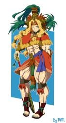 abs biceps blonde_hair breasts female hair long_hair matl muscles muscular muscular_arms muscular_female muscular_legs muscular_thighs pecs quetzalcoatl_(fate)