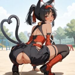 1girls ai_generated nekomiya_mana peeing pussy pussy_juice zenless_zone_zero