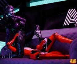 1boy 1girls black_body black_hair cum cumshot feet female five_nights_at_freddy's foot_fetish footjob foxy_(fnaf) furry furry_male knot male marionette_(fnaf) penis puppet_(fnaf) purple_nipples rimjob rimming rimming_female shush shushing tagme watermark