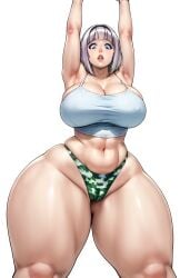 absurd_res ai_generated anna_nishikinomiya ass_dough cameltoe camo_print curvy_hips hip_dips hourglass_figure huge_breasts midriff perfect_body shimoneta_to_iu_gainen_ga_sonzai_shinai_taikutsu_na_sekai tagme tank_top thick_thighs thighs_bigger_than_head underwear white_background