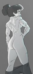 ass big_ass big_breasts big_butt breasts female gold_eyes hair_bun light-skinned_female light_skin muscular muscular_female original_character pale-skinned_female pale_skin render scar scars smile