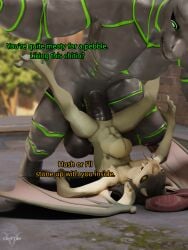 3:4 3d 3d_(artwork) alien anthro balls blender_(artwork) blender_cycles breasts chytin deadlock dialogue digital_media_(artwork) duo extreme_penetration female from_front_position gargoyle genitals hi_res ivy_(deadlock) male male/female mating_press penetration sex size_difference stomach_bulge tagme vaginal_penetration valve villainshima