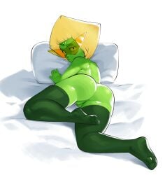 1girls ass back bichrom cartoon_network gem_(species) green_skin nude peridot_(steven_universe) pussy steven_universe thighhighs thighs