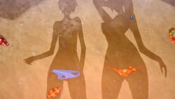 2girls 3d armpits bikini bleach bodysuit breasts completely_nude dressed_shadow_(meme) exhibitionism female female_focus female_only female_pervert female_pov kuchiki_rukia large_breasts long_hair mw9 nude panties pervert provocative pussy sex_invitation sexually_suggestive shadow shihouin_yoruichi short_hair small_breasts solo solo_female