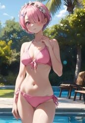 ai_generated bikini pink_bikini pink_eyes pink_hair ram_(re:zero) re:zero_kara_hajimeru_isekai_seikatsu